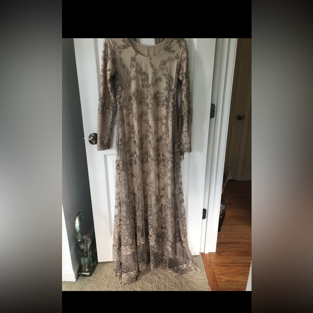 Ivory gown with beaded handwork